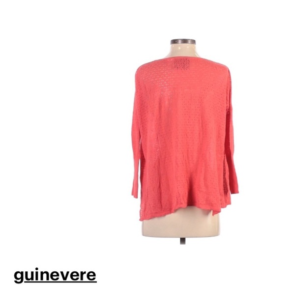 Guinevere | Linen Cotton Blend Long Sleeve Small Top Orange Peach Pink - Picture 8 of 10